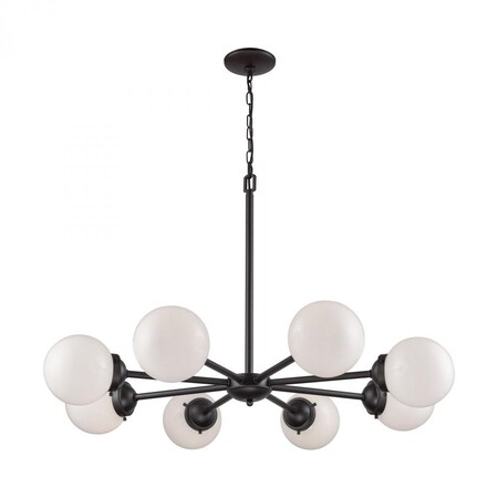 Thomas Beckett 8-Light Chandelier in Oil Rubbed Bronze with Opal White Glass CN120821
